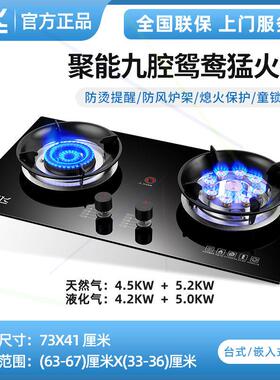 ,新飞燃气灶双灶家用台式嵌入式液化气灶猛火灶天然气灶煤气灶炉