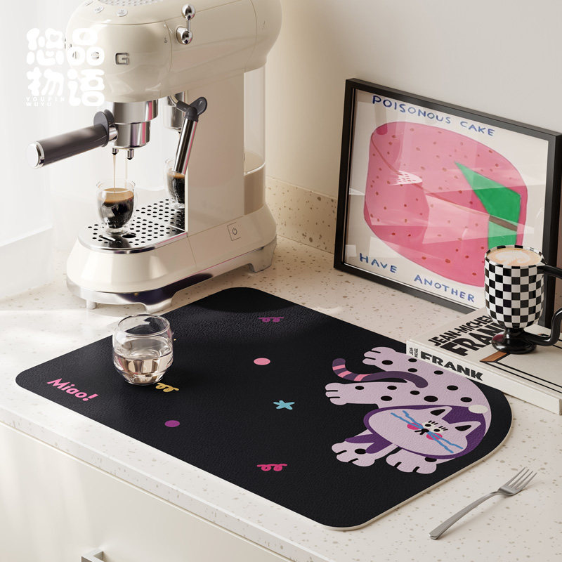 波点猫波普风厨房台面沥水垫吸水垫洗手台吧台垫碗盘隔热吸水餐垫,淘宝优惠券,粉丝福利购,淘宝优惠卷