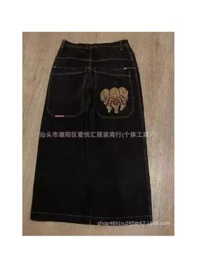 2025 New Men's Retro Washed Hip - Hop Y2K Embroidered Jeans