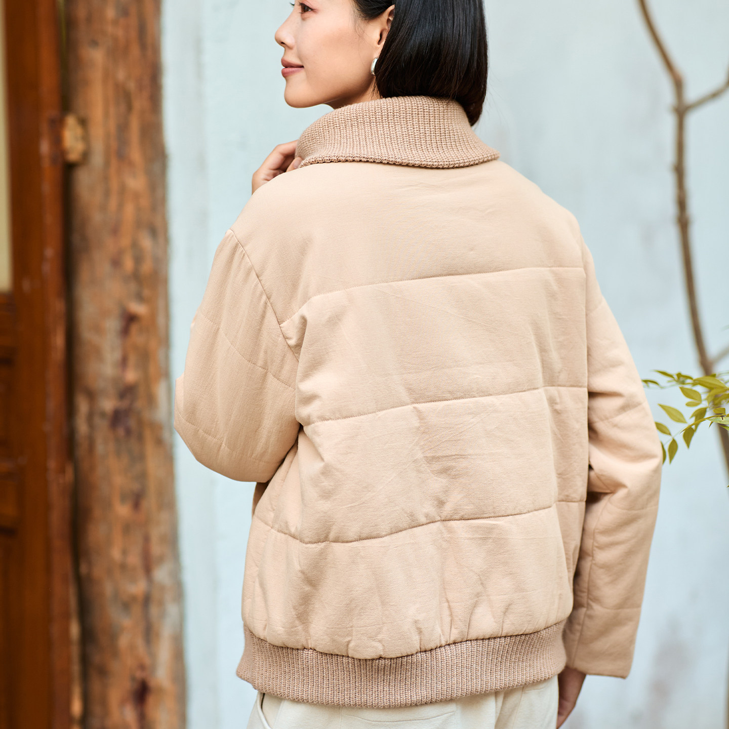 无色无味【都市绿洲】2025冬休闲针织拼接撞色短款棉服夹棉外套女,淘宝优惠券,粉丝福利购,淘宝优惠卷