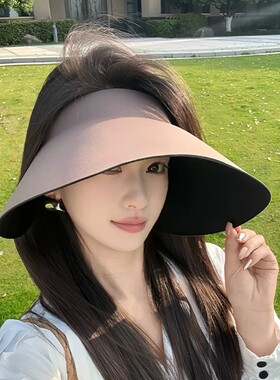 小朱专业防晒帽夏季灯罩帽可折叠防紫外线超大帽檐空顶遮阳帽透气