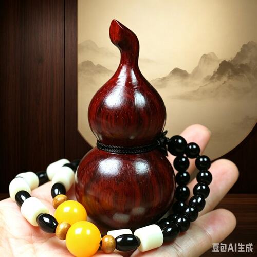 百檀香文玩店【百檀阁】紫檀福禄葫芦雕刻手把件随身盘玩工艺品。 - 图0