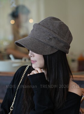 西碟高端服配2026秋冬网红新款复古马术帽显脸小文艺风鸭舌帽子女