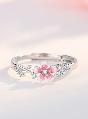 S925新款樱花情侣戒指