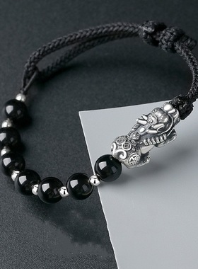 招财貔貅黑曜石男士手链