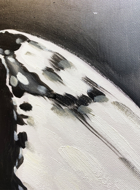 手绘油画黑白蝴蝶餐厅装饰画