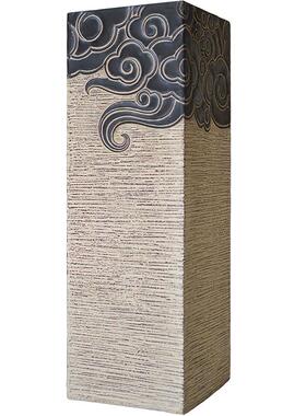 禅意中式软装仿古玄关布置摆件样板间客栈底座石柱落地茶室人造