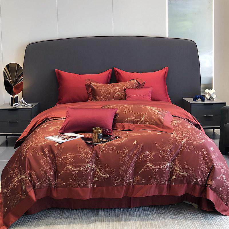 90n时尚100支长绒棉四件套婚庆数码印花大红色被套床上结婚用品,淘宝优惠券,粉丝福利购,淘宝优惠卷
