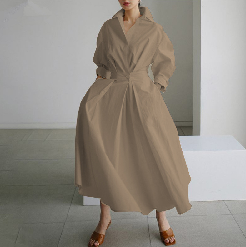 high waist long sleeve cardigan dress 2022高腰长袖开衫连衣裙 - 图2