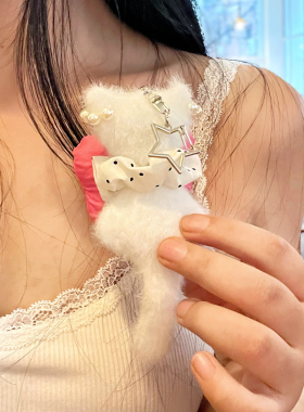可爱毛绒小猫发声钥匙扣包包挂件