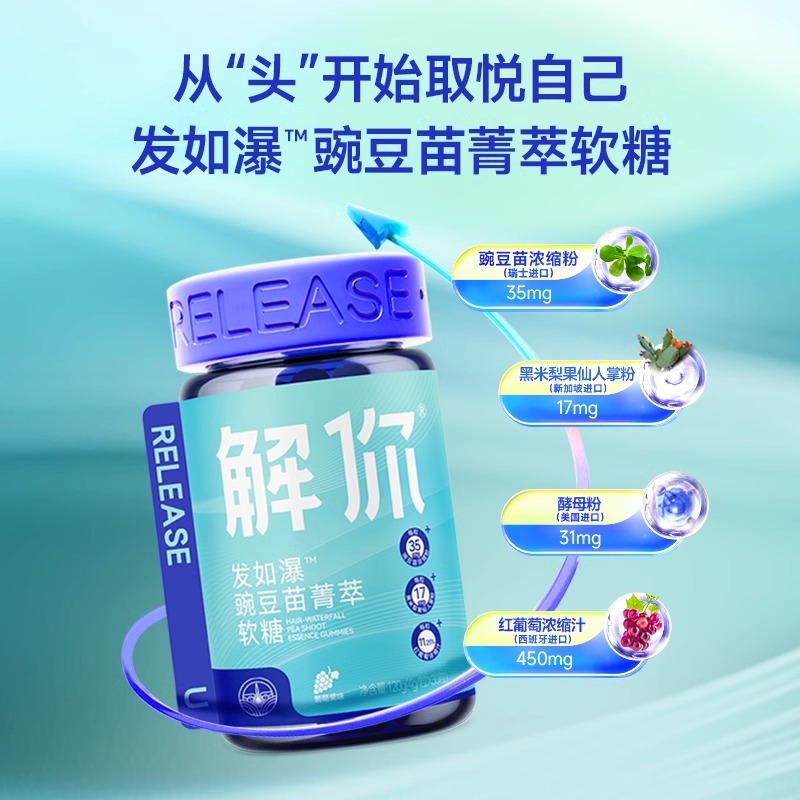 解你发如瀑维生素C豌豆苗软糖成人官方旗舰店