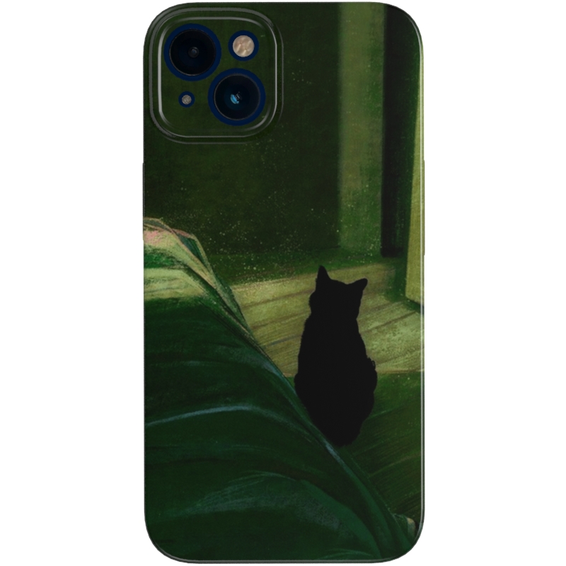 猫的幻想~复古风油画苹果15手机壳iphone13promax墨绿色mate60华为p70艺术vivo小米14高级感oppore适用nova12-图3