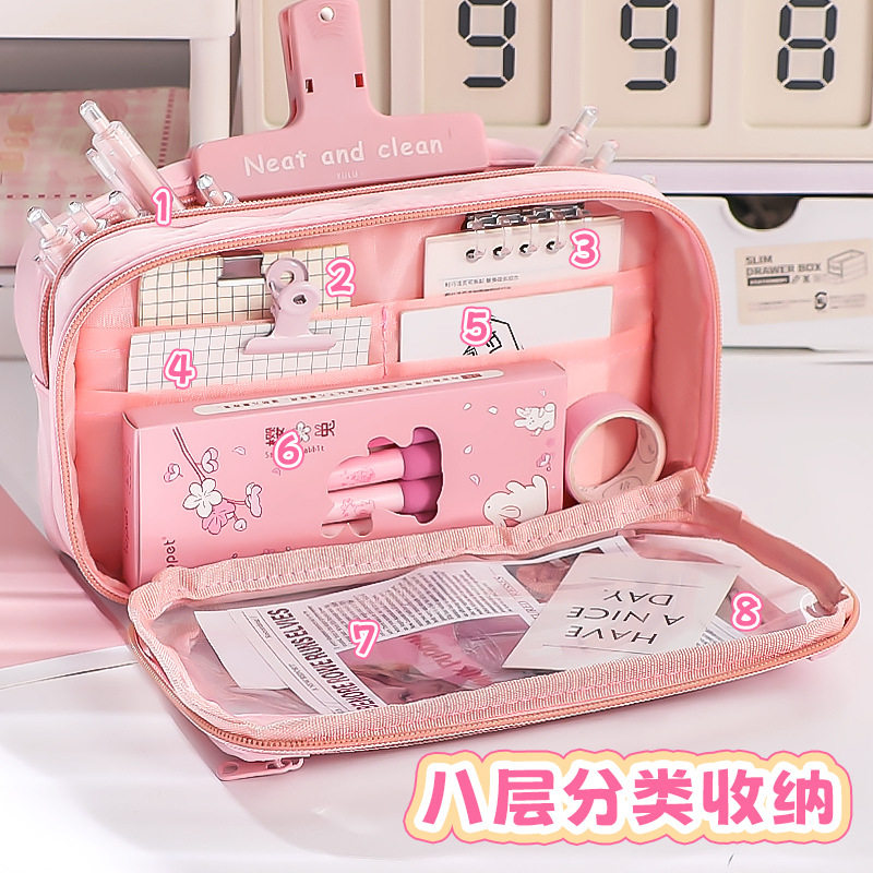 初中生笔袋女生高颜值新款女孩便携手提笔袋初中男超大复古多功能,淘宝优惠券,粉丝福利购,淘宝优惠卷