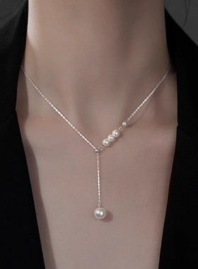 999纯银流苏珍珠项链女