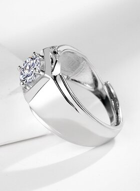 东南亚跨境直播热销经典款仿莫桑钻男士戒指光面韩版时尚指环