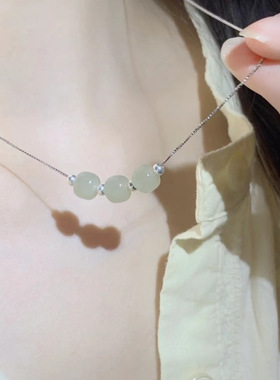 镀银三生三世仿和田玉项链女小众国风设计高级感简约百搭礼物