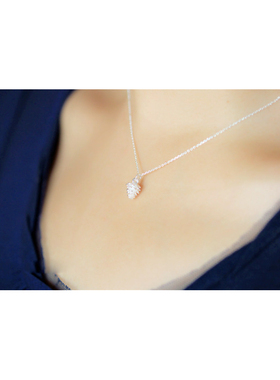 S925纯银松子果实吊坠项链 韩版时尚气质银饰品 含链子