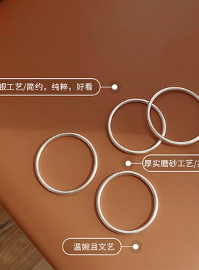 江铭哑光传承古法镀银手镯女喷砂磨砂简约时尚流行网红直播复古风