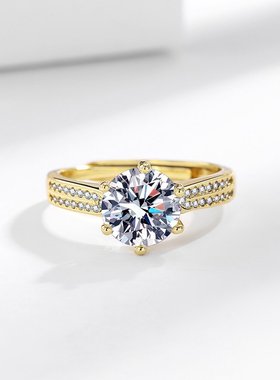 tiktok东南亚直播热销星光皇后2克拉仿莫桑钻戒指女时尚开口指环