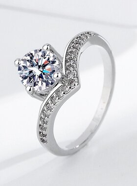 日韩热销直播带货皇冠公主简约大方戒指女时尚百搭一克拉厂家直销