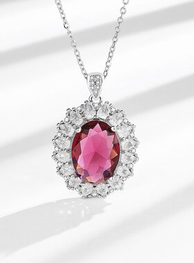 欧美直播热销奢华仿真红宝石耳饰戒指女款项链个性奢华套装首饰品