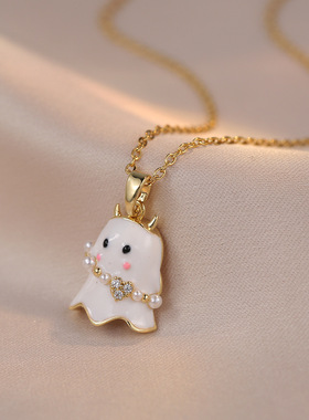 项链女小红薯新款设计师万圣节之夜系列小幽灵项链可爱搞怪锁骨链