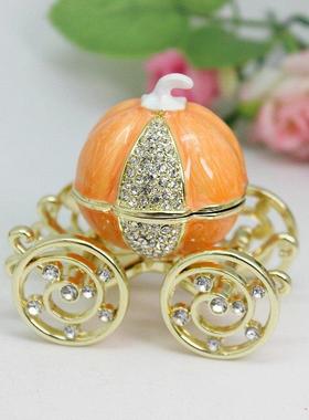 简约可爱合金珐瑯摇摇马南瓜车装饰盒卡通木马珠宝盒生日毕业礼物
