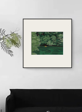 包豪斯绿色风景装饰画轻法式艺术客餐厅画现代中古简约餐边柜挂画