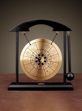 聚缘阁合金风铃摆件双龙百寿锣家居饰品装饰工艺品办公桌摆设铜锣