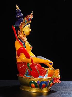 财神爷佛像神像藏传民族黄铜彩绘家用供佛开业礼品摆件黄财神佛像