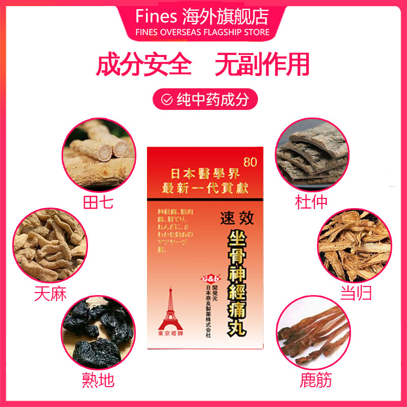 日本东京塔牌速效坐骨神经痛丸 FINES海外国际风湿骨伤药品