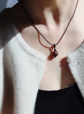 小叶紫檀木生肖属相坠锁骨项链男女精致简单生动孩子宝宝学生成人