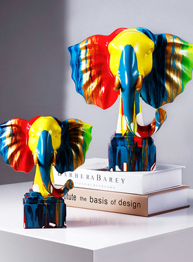 创意抽象艺术淋色大象摆件招财家居客厅玄关酒柜轻奢高档软装饰品