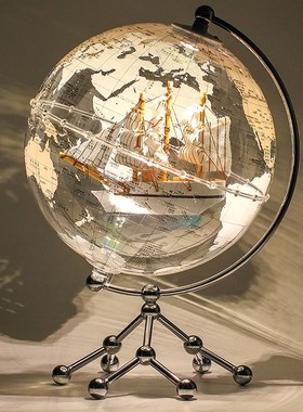 透明地球仪摆件轻奢高档家居客厅电视柜酒柜办公桌装饰品生日礼物