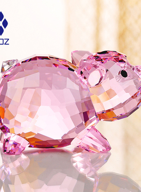 水晶小猪摆件十二生肖动物可爱桌面装饰品卡通生日礼物圣诞节礼物