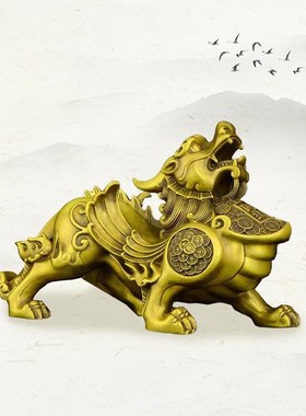 纯黄铜一对貔貅摆件看客厅店铺办C公室家居招财貔貅工艺品摆件礼