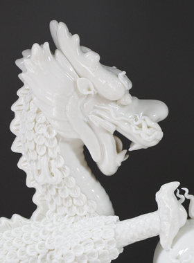 陶瓷龙摆件白瓷生肖龙风水摆件创意陶瓷双龙戏珠招财镇宅工艺摆件