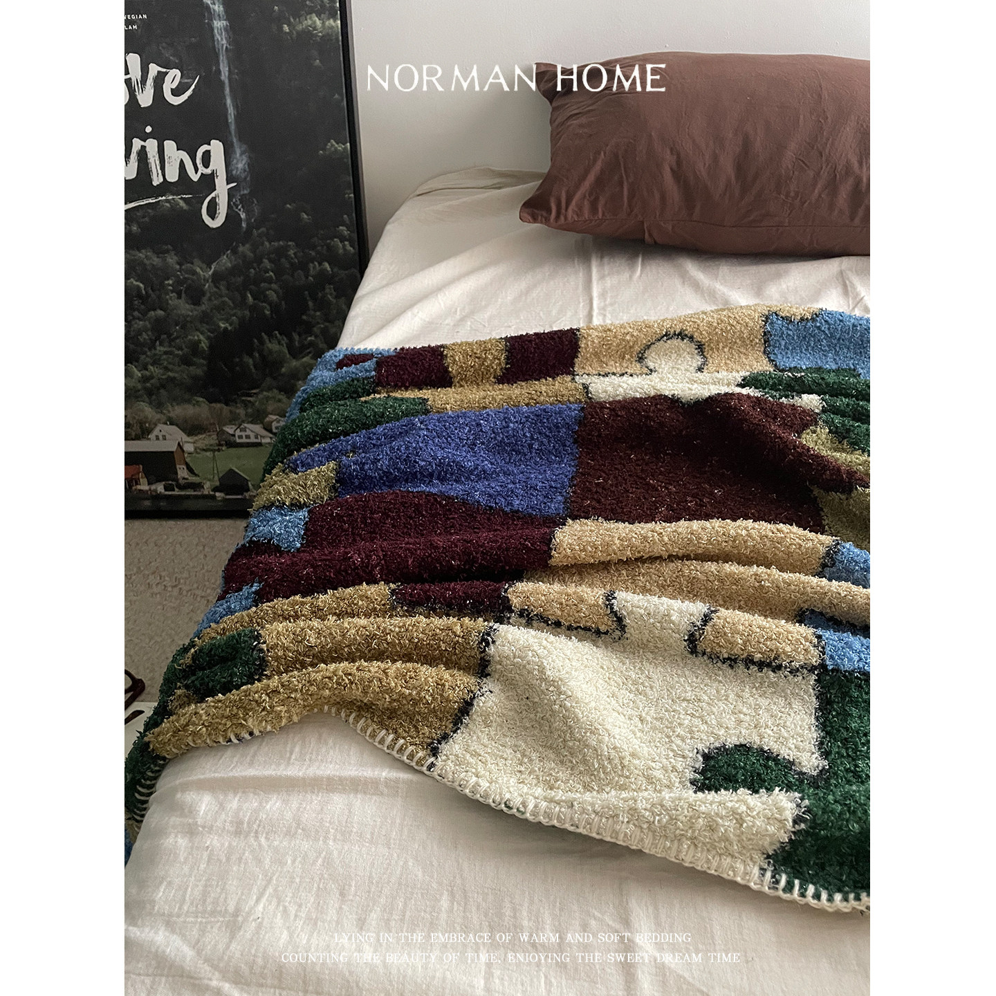 雾屿星裂/复古莫兰迪半边绒毛毯沙发盖毯午睡毯子露营汽车小毯子,淘宝优惠券,粉丝福利购,淘宝优惠卷