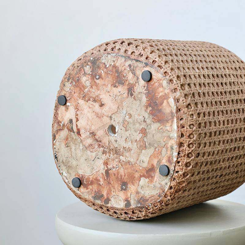 大口径北欧复古编织篮水泥混凝土庭院阳台客厅落地大花盆带托盘,淘宝优惠券,粉丝福利购,淘宝优惠卷