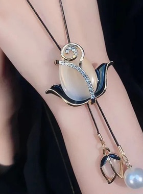 链长爆款郁金香毛衣高档简约款项新春饰品时尚衣服气质项链配饰