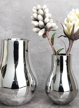 新中式玻璃灯泡花瓶花器样板房电视柜客厅卧室餐厅家居装饰摆件