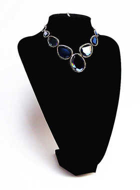 项链质感蓝宝石老饰品镀金女合金