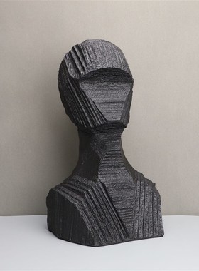 北欧树脂黑色无脸雕塑样板房售楼部卧室书房客P厅餐厅桌面饰品摆