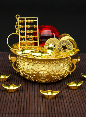纯铜聚宝盆摆件大号香炉小号米缸客厅玄关家居办公室店铺开业礼品