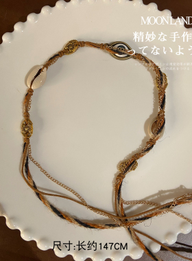 复古民族风编织绳腰带女项链配饰