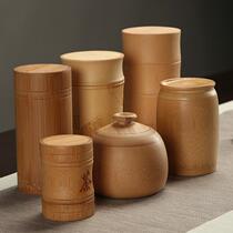 Portable bamboo tea leaf jars sealed bamboo cylinder small number storage tea box bamboo wood woke tea barrel large number packing bamboo cup