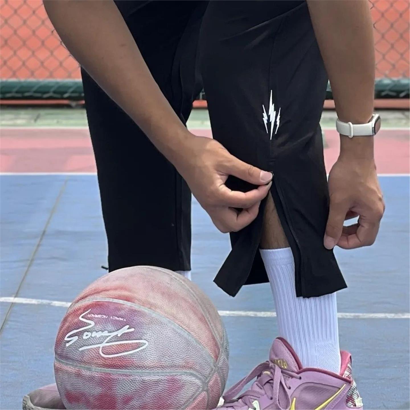 SLAMBALL夏季拉链运动长裤男速干透气篮球跑步训练裤宽松直筒卫裤 - 图1