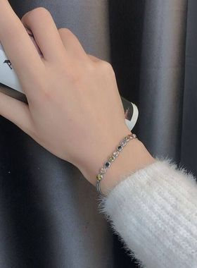 新款钛钢彩钻手链饰品多彩水晶手环女日韩风显白小众潮个性设计感