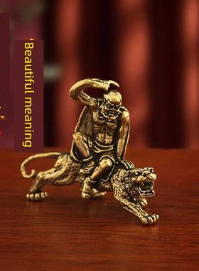 纯黄铜Vohu罗汉屋顶装饰镇屋金属铜像大十八罗汉佛像石像桌面