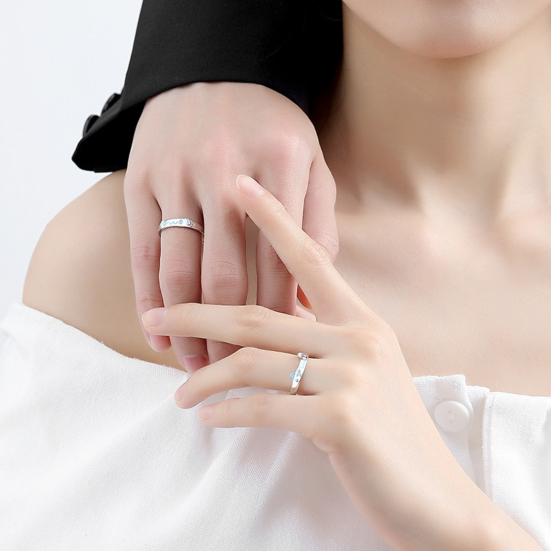 S925 silver meow love ring couple gift